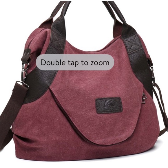 Women's Canvas K2 Handbag Vintage Large Pocket Shoulder Bag Hobo NWOT - Picture 2 of 8